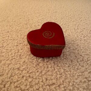Red & Gold Ceramic Heart Shaped Box - Small - B